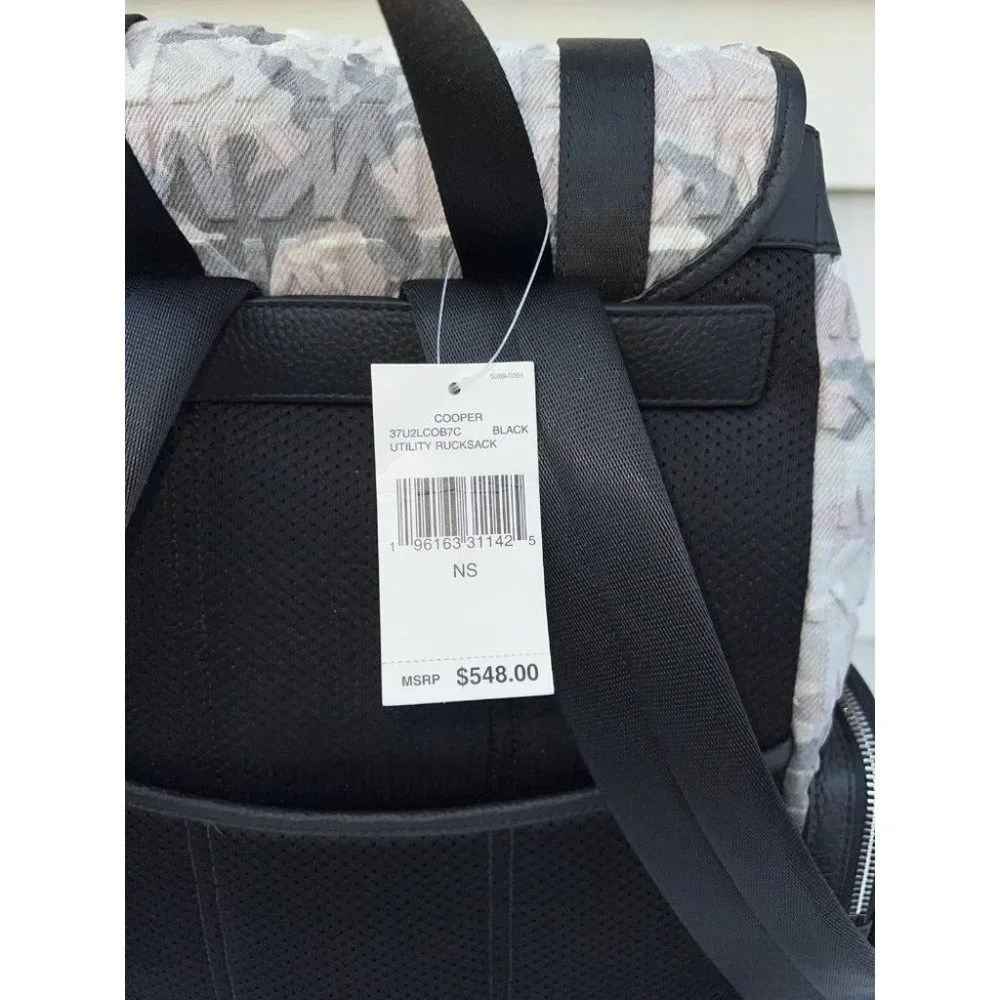 Michael Kors Backpack Cooper Logo Denim Backpack Utility Rucksack Black - Picture 5 of 12